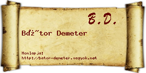 Bátor Demeter névjegykártya